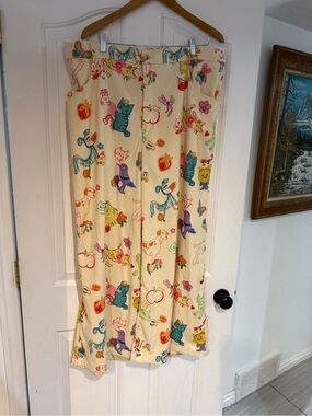 Cider Cream Wide Leg  Pants with Multicolor Animal & Fruit Print